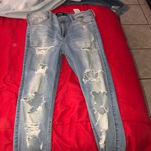 High wasted ripped hollister jeans